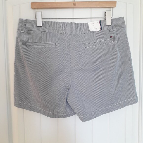 NWT Tommy Hilfiger Blue & White Striped Cotton Shorts 5" Inseam Size 12 - Picture 3 of 12